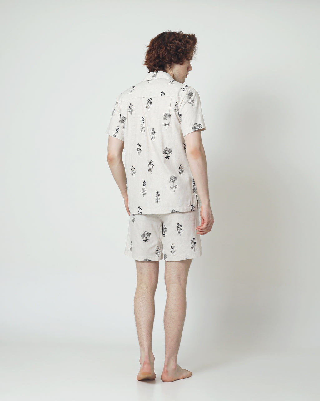 LaBonte - One Set Men's Linen Short Sleeve Shirt  - DANTE Floral Sprigs