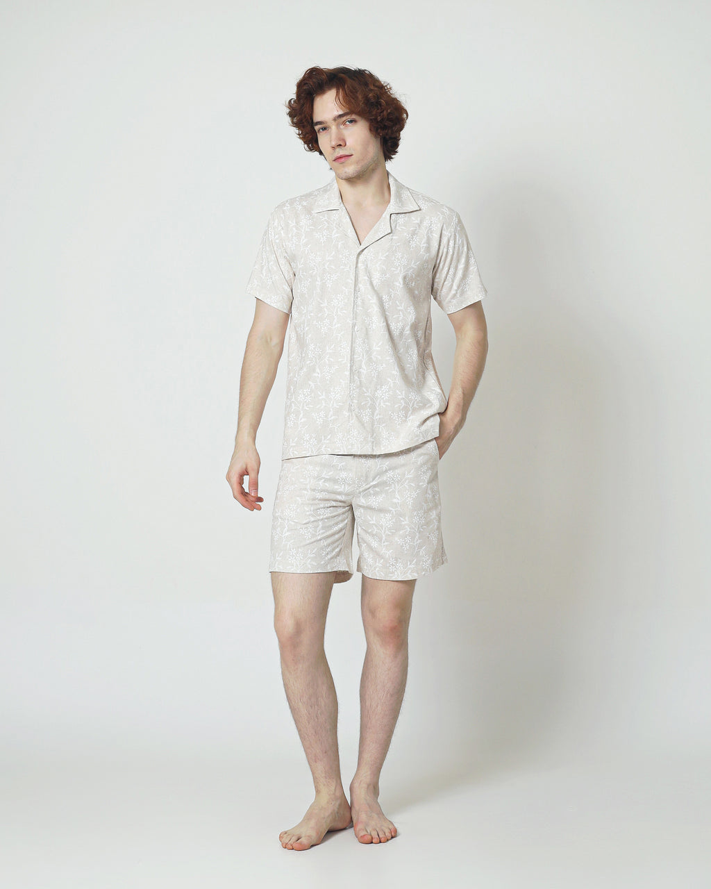 LaBonte - One Set Men's Linen Short Sleeve Shirt - DANTE Whitework