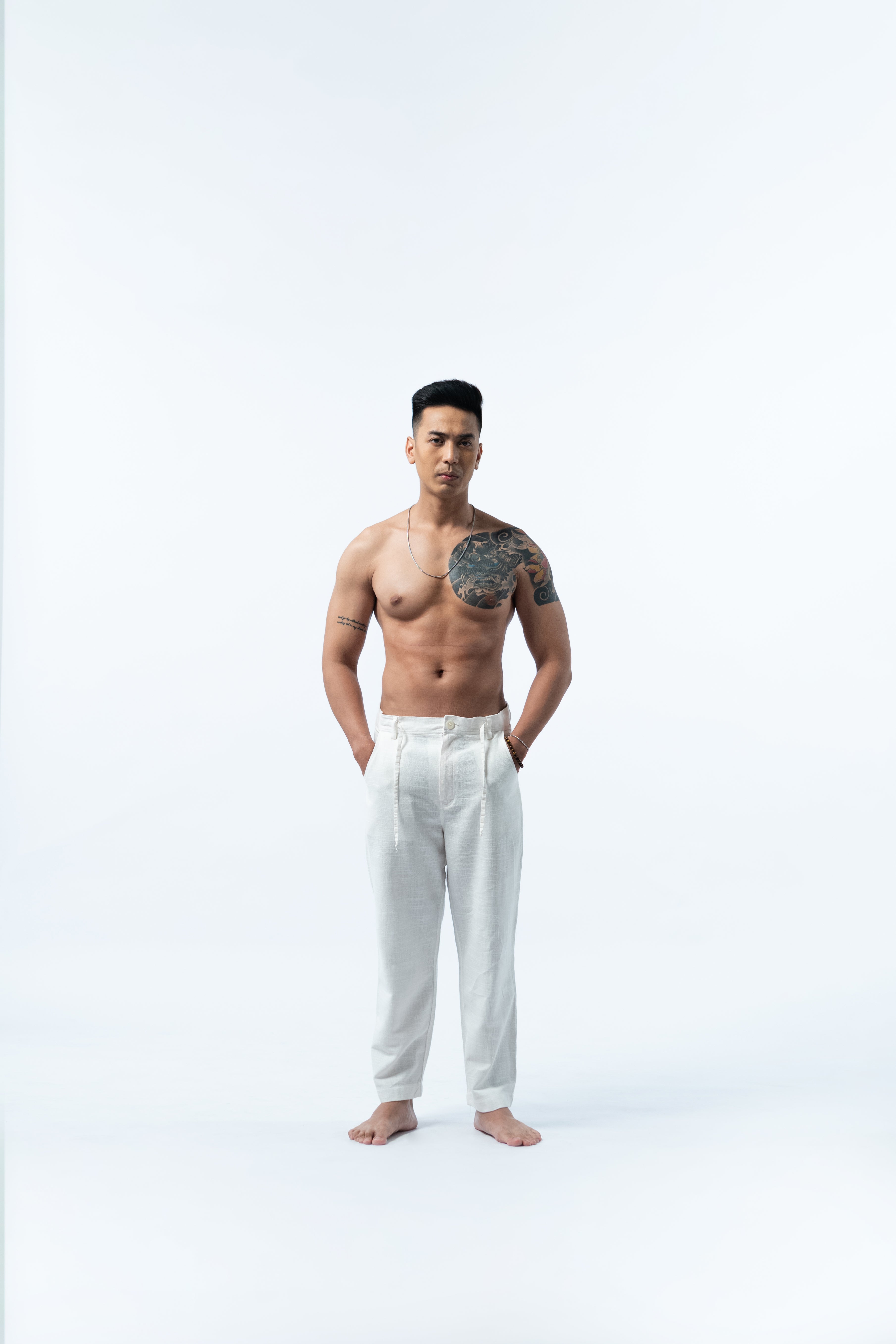 Linen Long Pants - White GAVINO