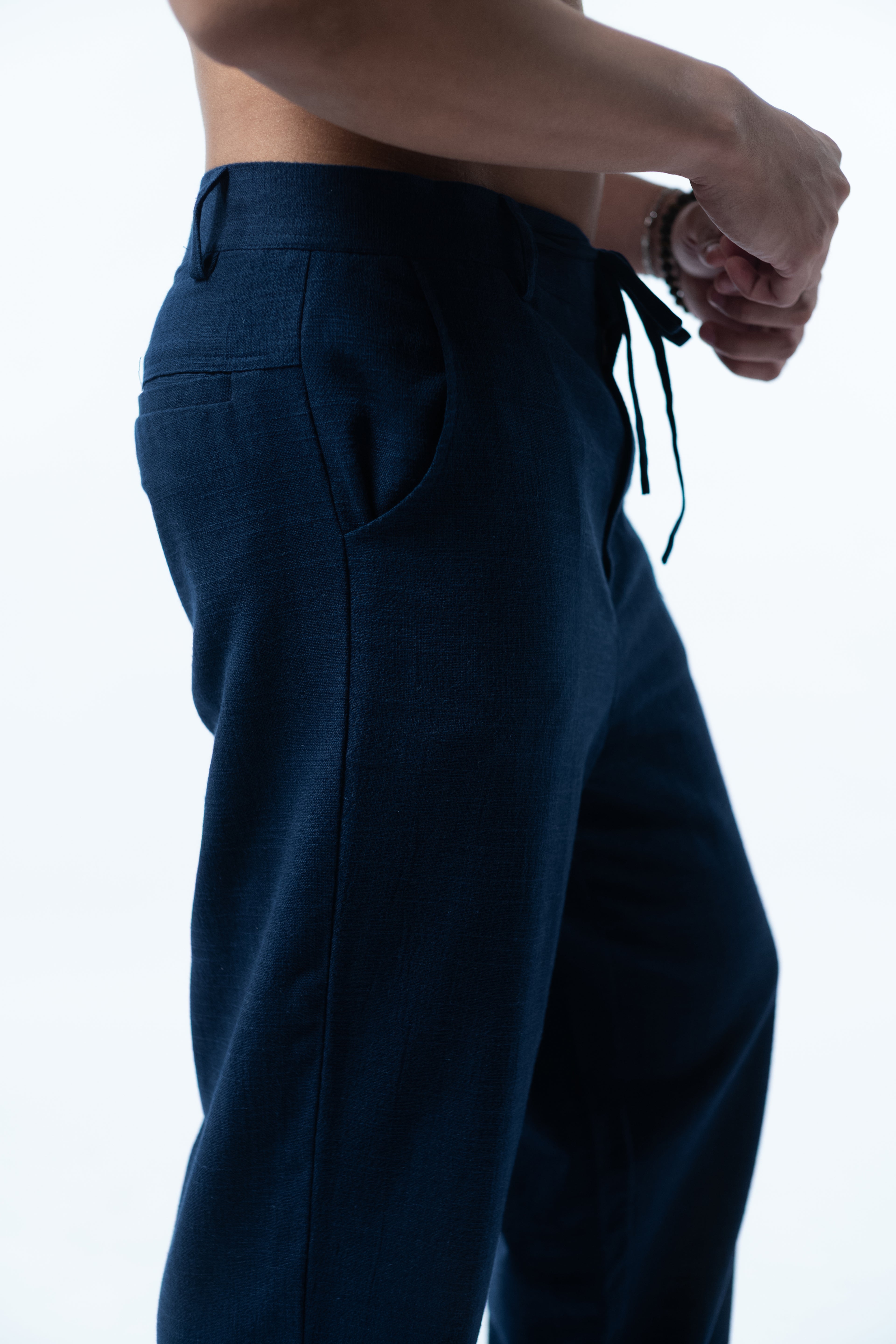 Linen Long Pants - Navy GAVINO