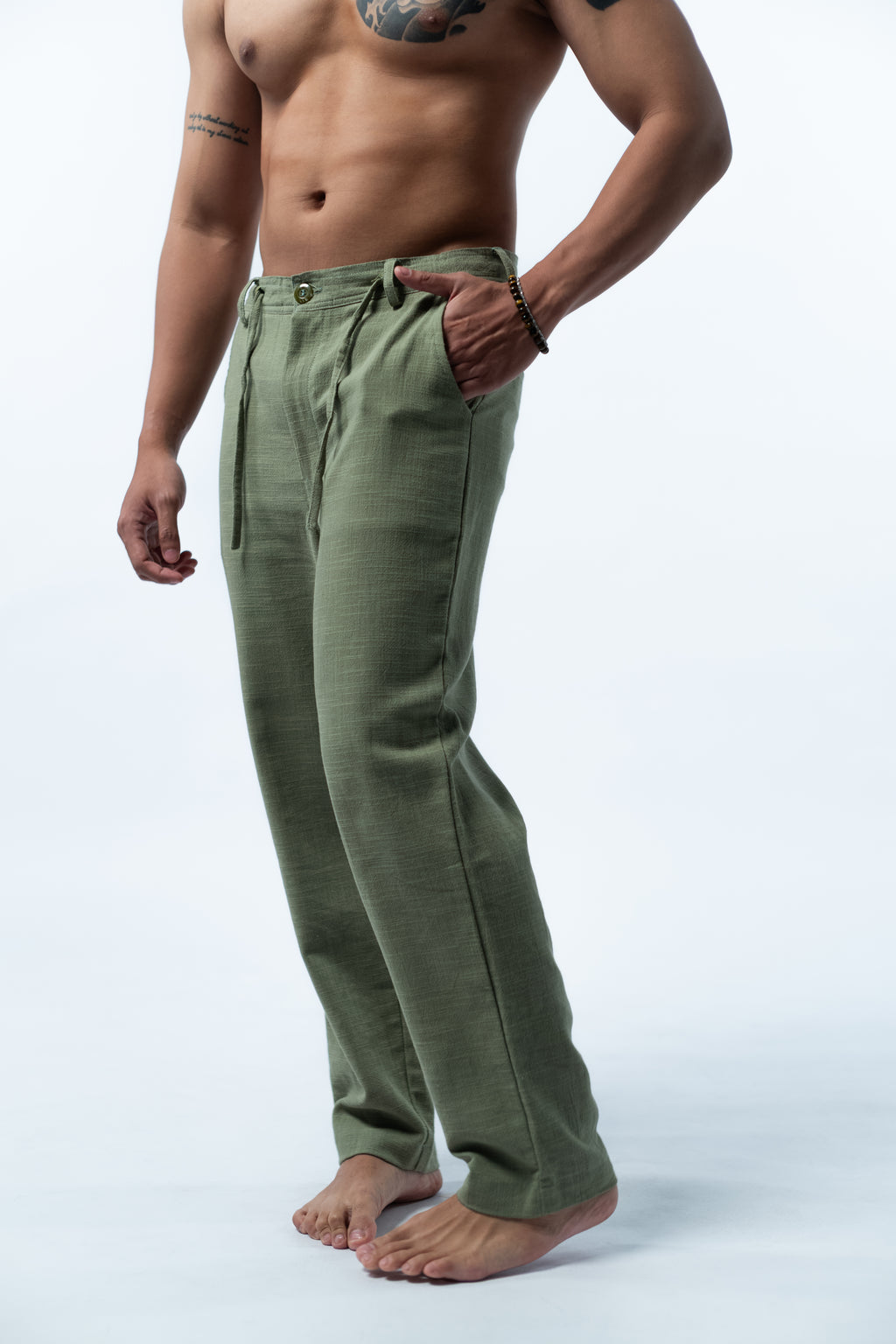 Linen Long Pants - Army Green GAVINO