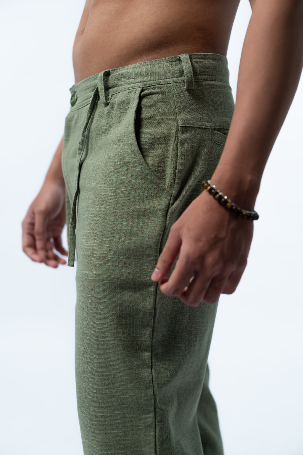 Linen Long Pants - Army Green GAVINO