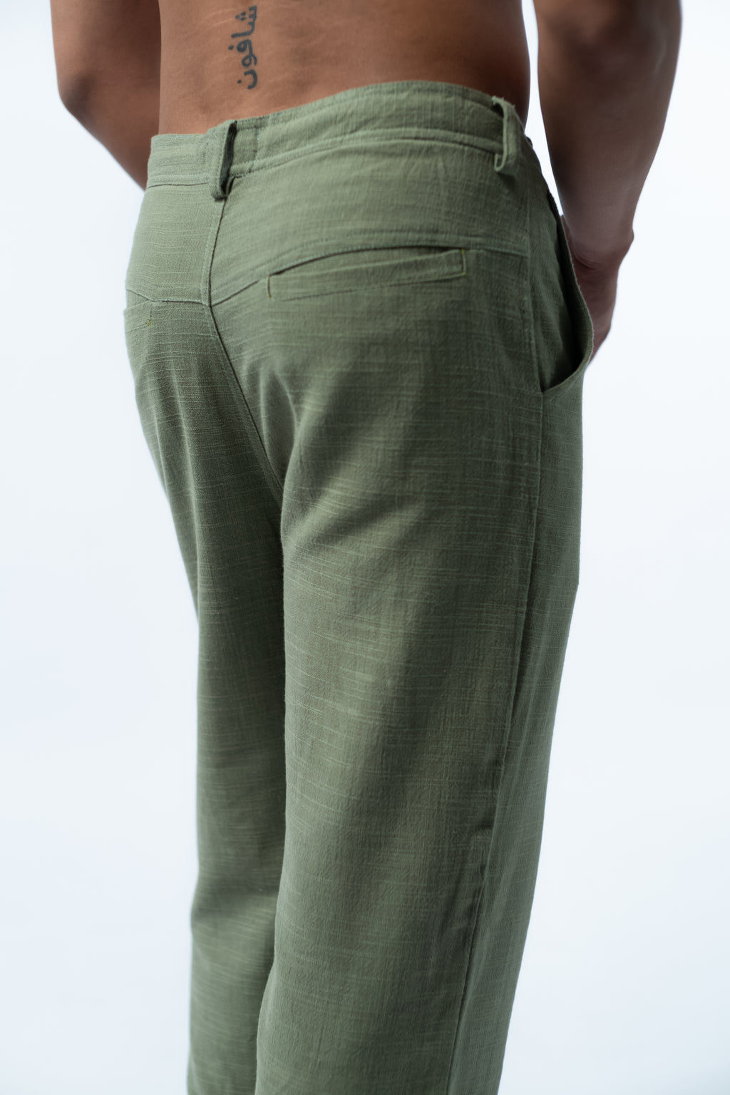 Linen Long Pants - Army Green GAVINO