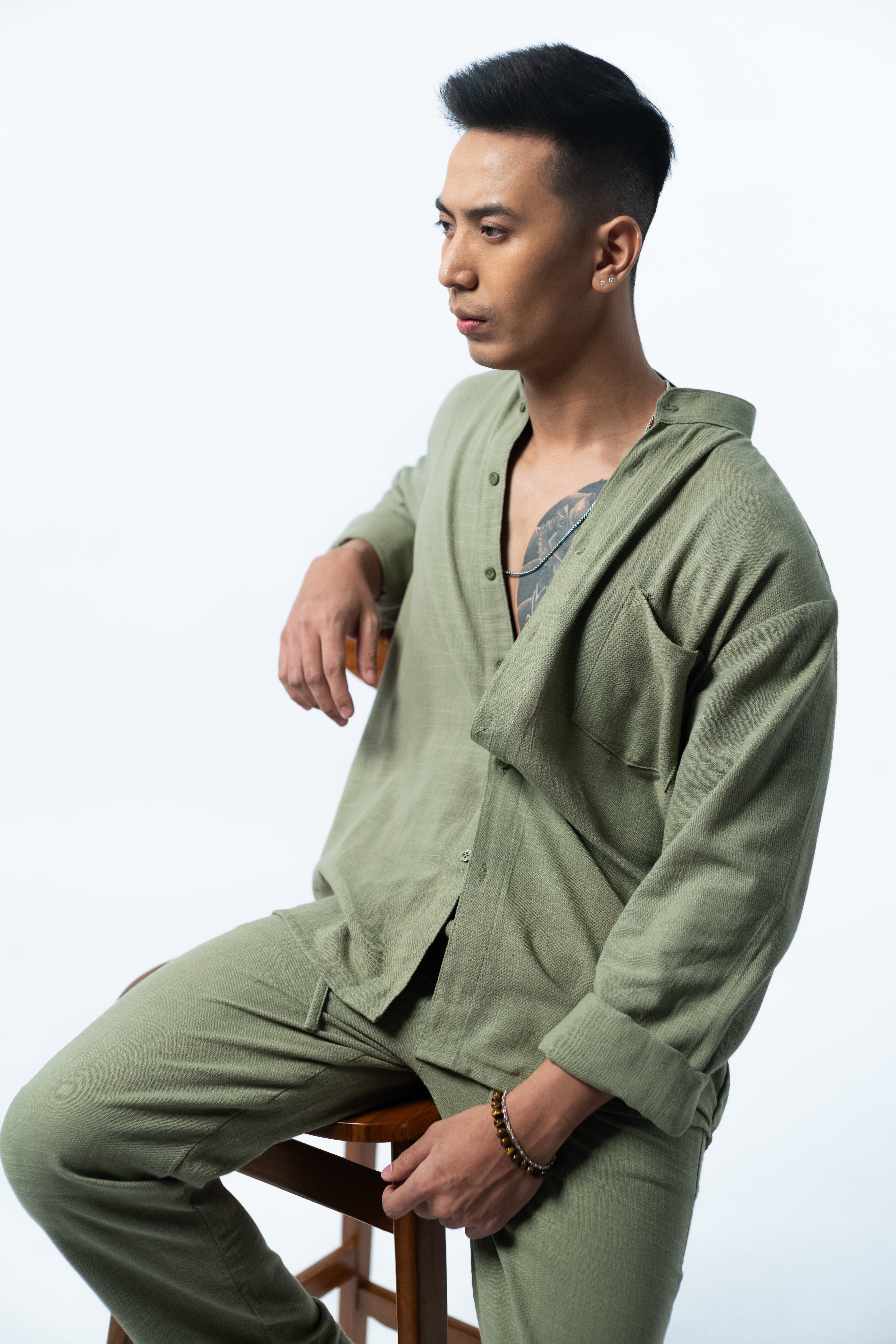 LaBonte - One Set Men's Linen GAVINO Army Green