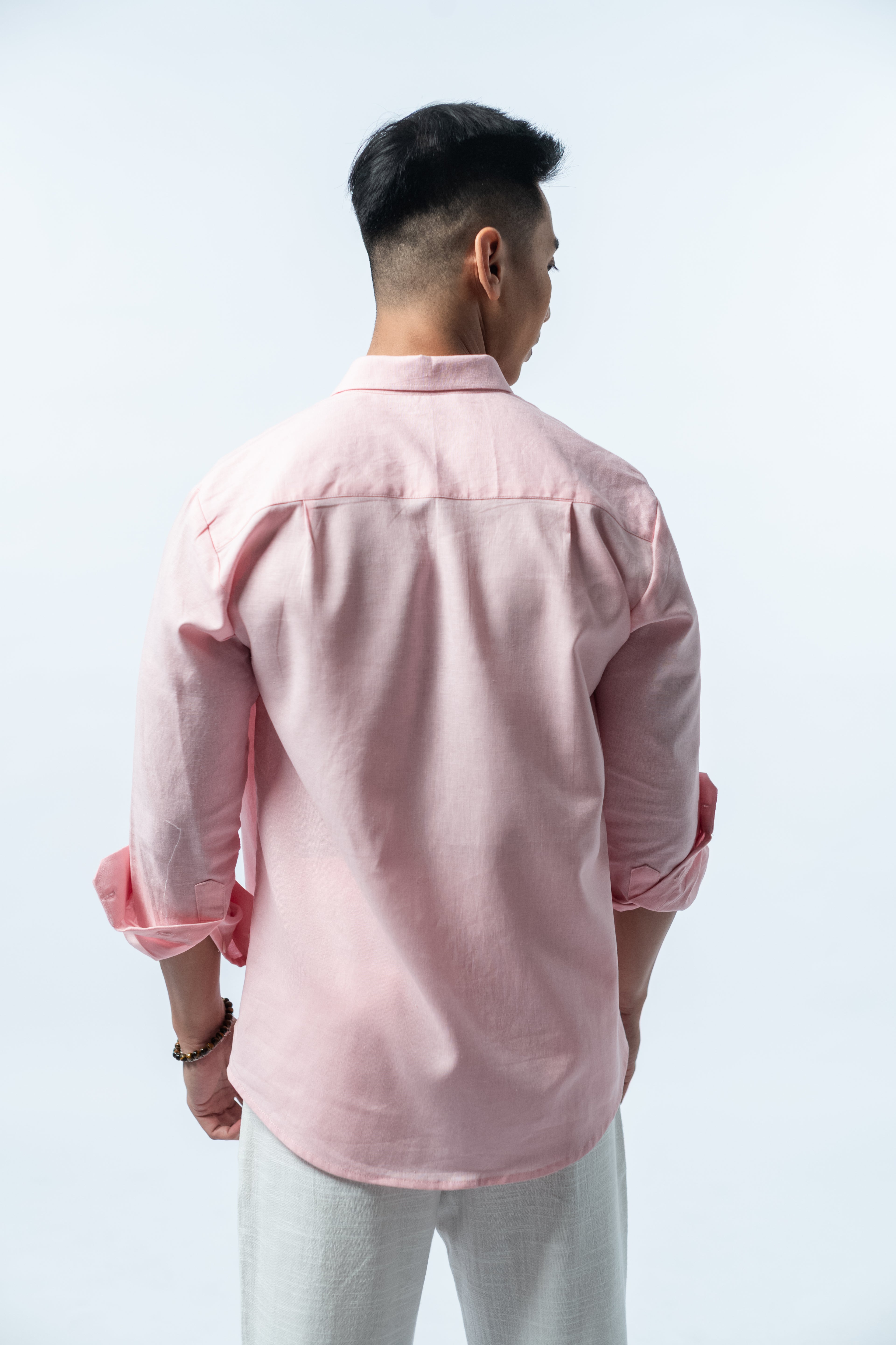 Regular Linen Shirt - Baby Pink Long Sleeve LUCA