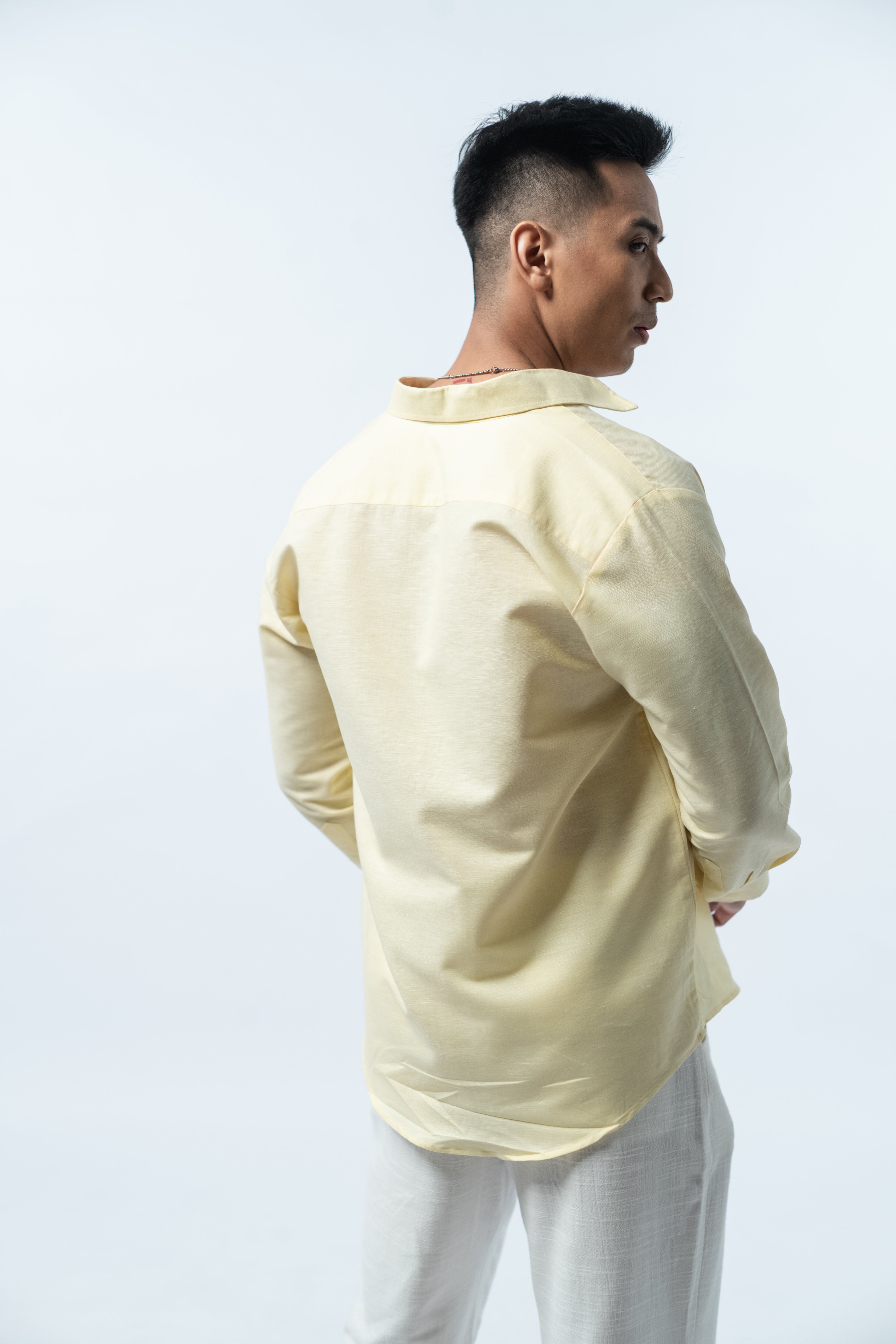 Regular Linen Shirt - Baby Yellow Long Sleeve LUCA