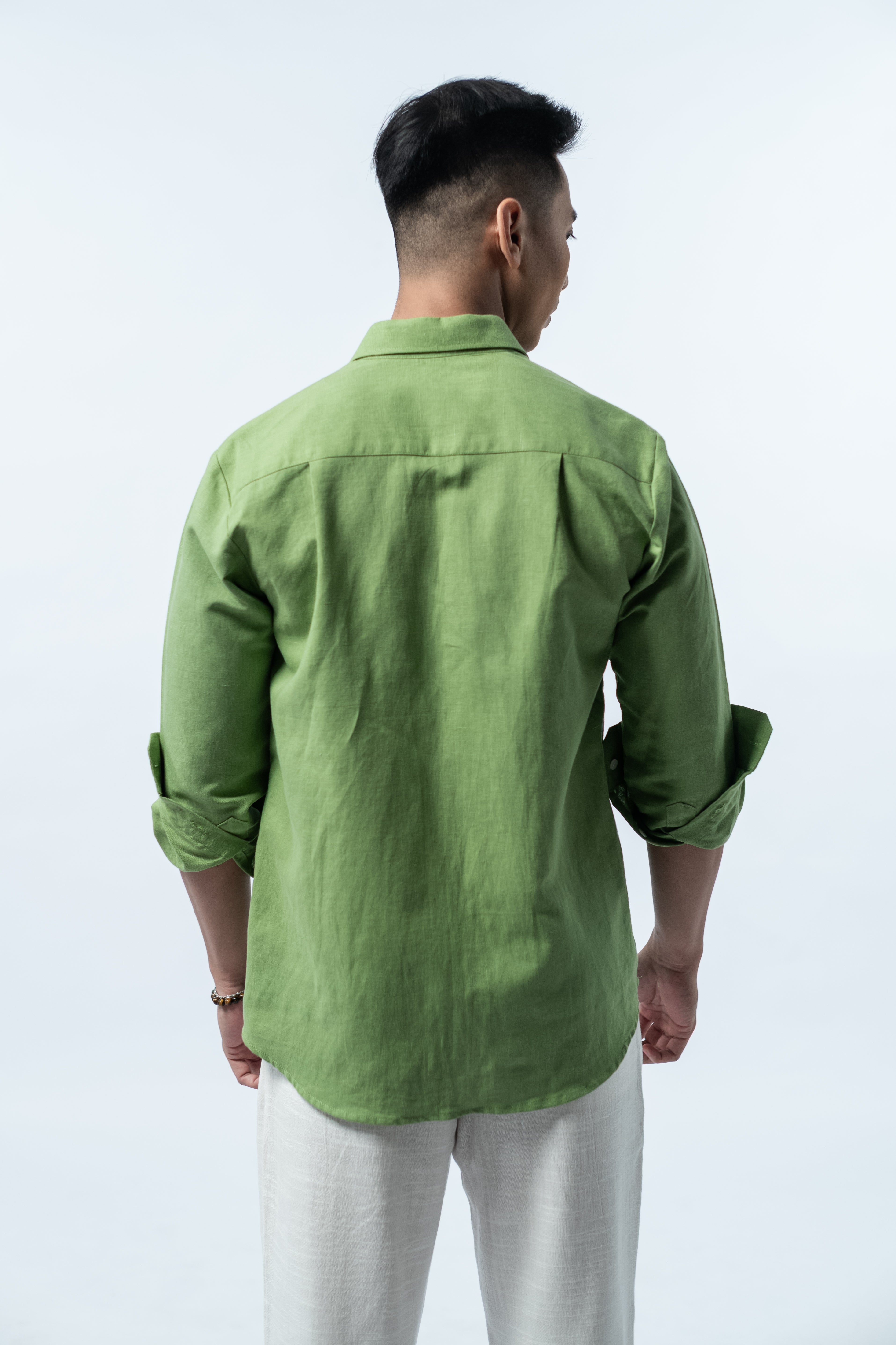 Regular Linen Shirt - Green Long Sleeve LUCA