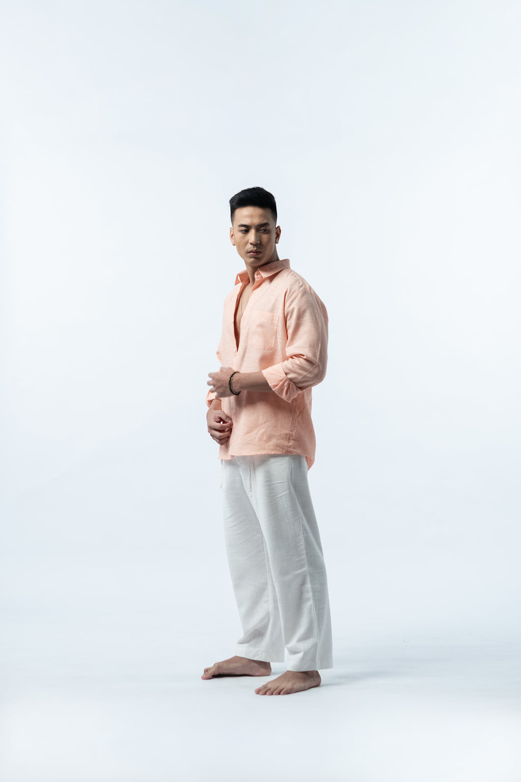 Regular Linen Shirt - Peach Long Sleeve LUCA