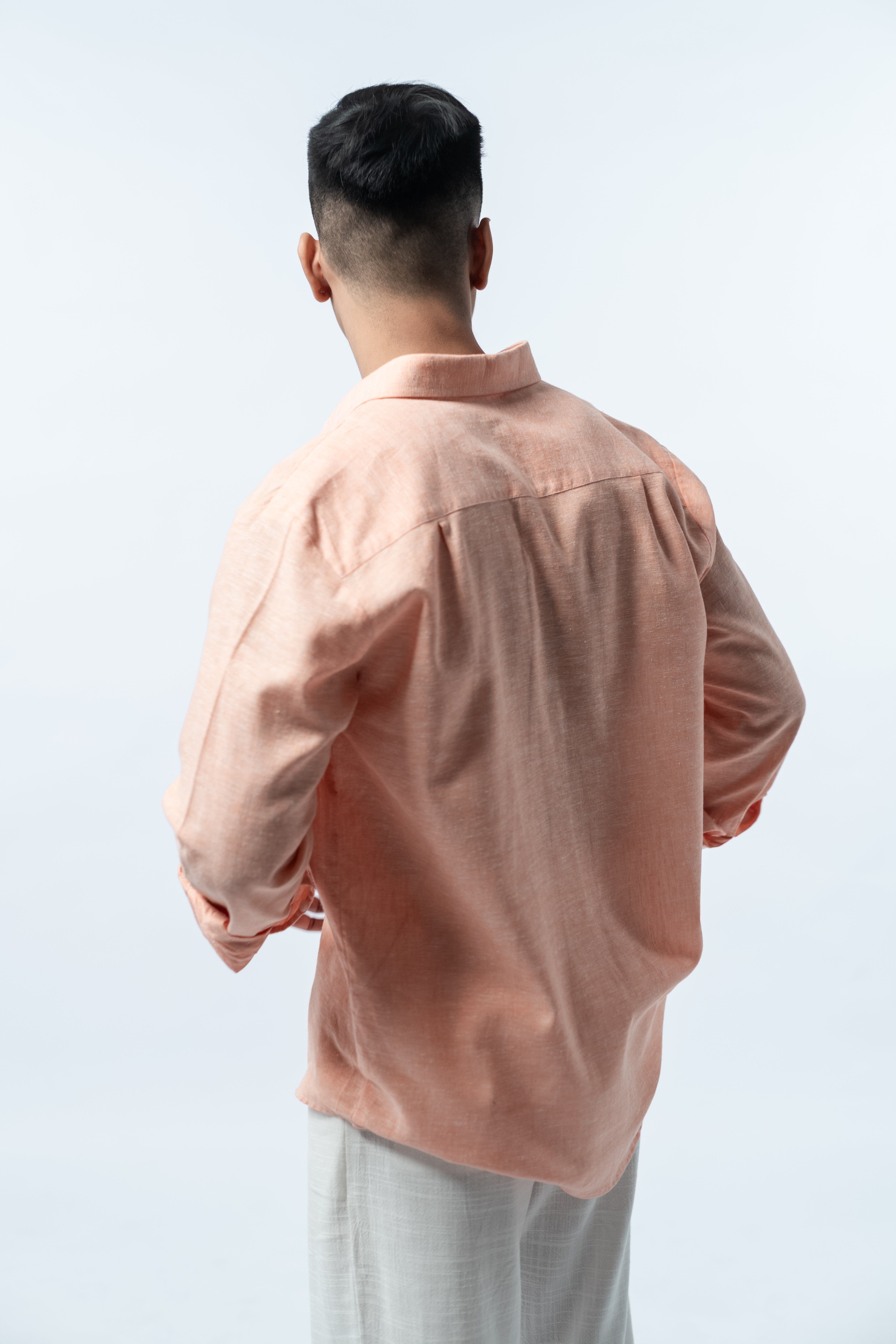 Regular Linen Shirt - Peach Long Sleeve LUCA