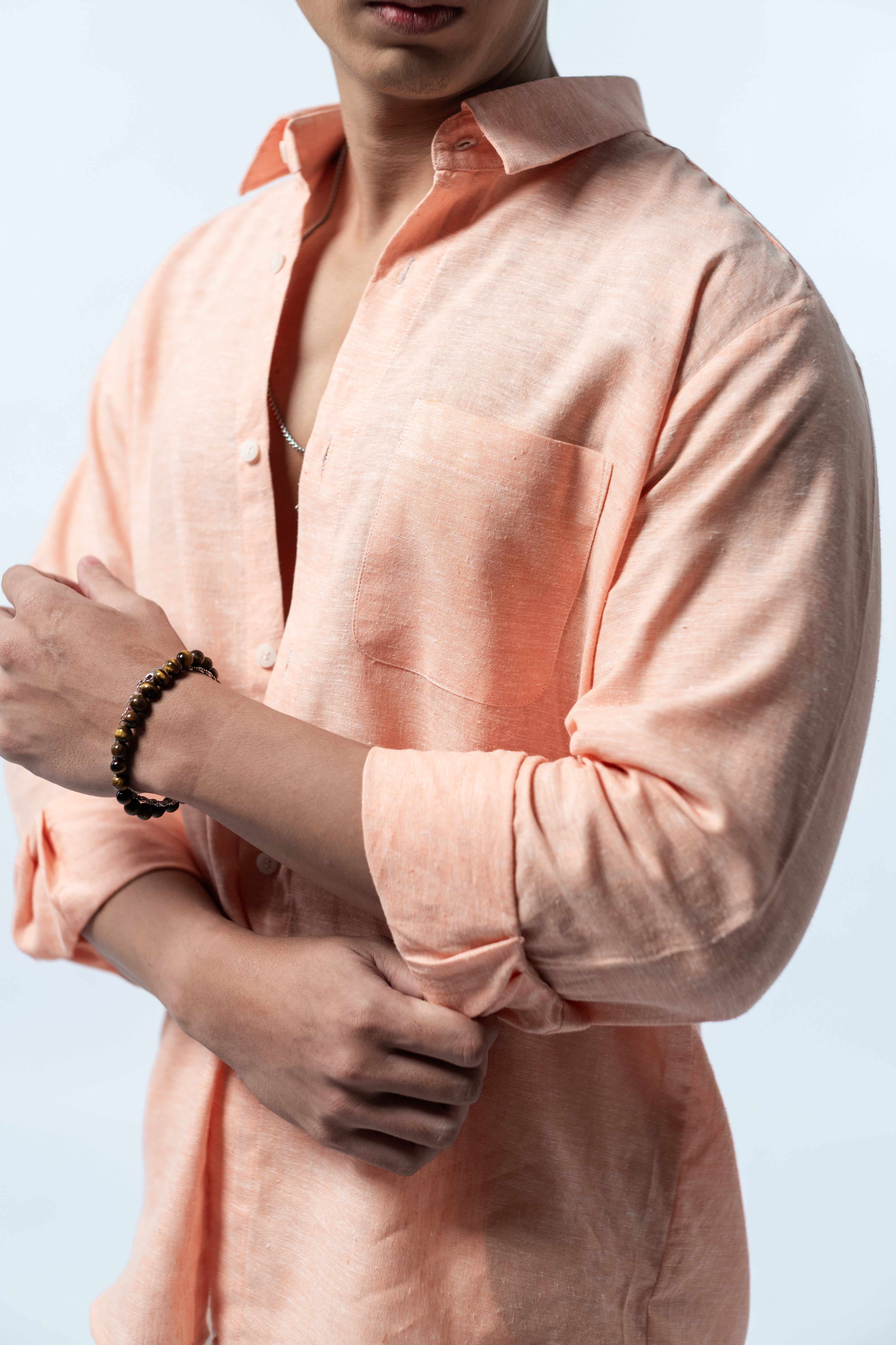 Regular Linen Shirt - Peach Long Sleeve LUCA