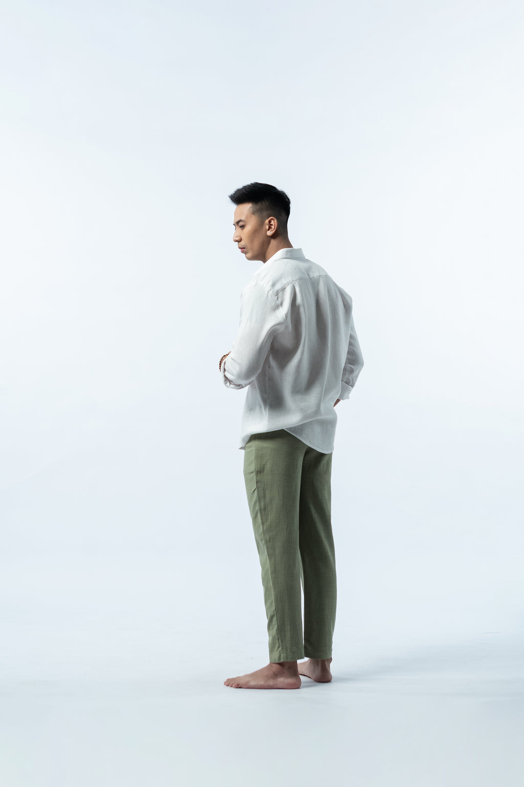 Regular Linen Shirt - White Long Sleeve LUCA