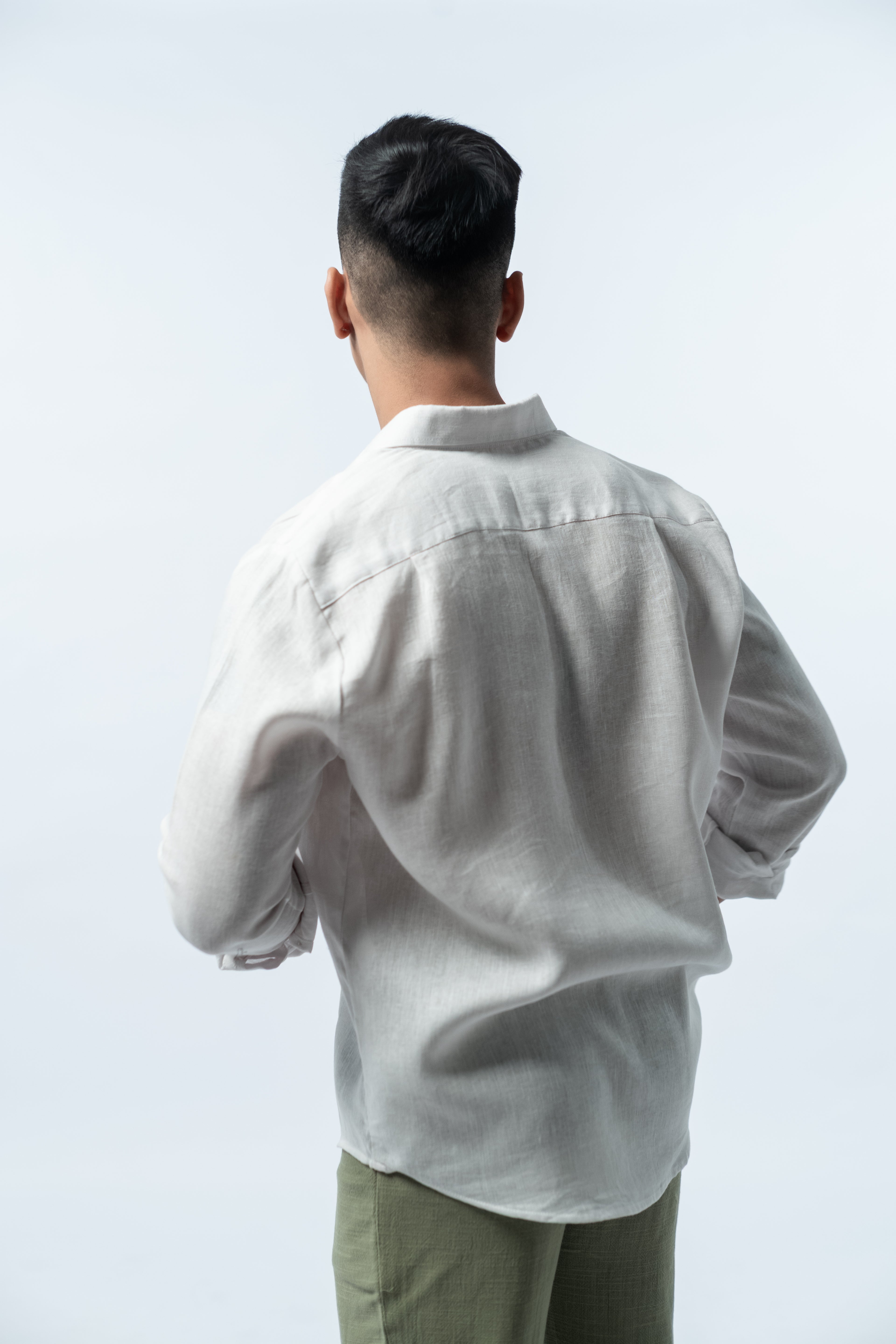 Regular Linen Shirt - White Long Sleeve LUCA
