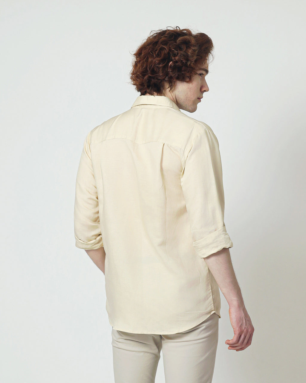 Regular Linen Shirt - Light Tan Long Sleeve LUCA
