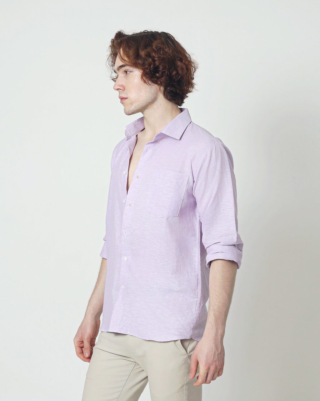 Regular Linen Shirt - Lilac Long Sleeve LUCA