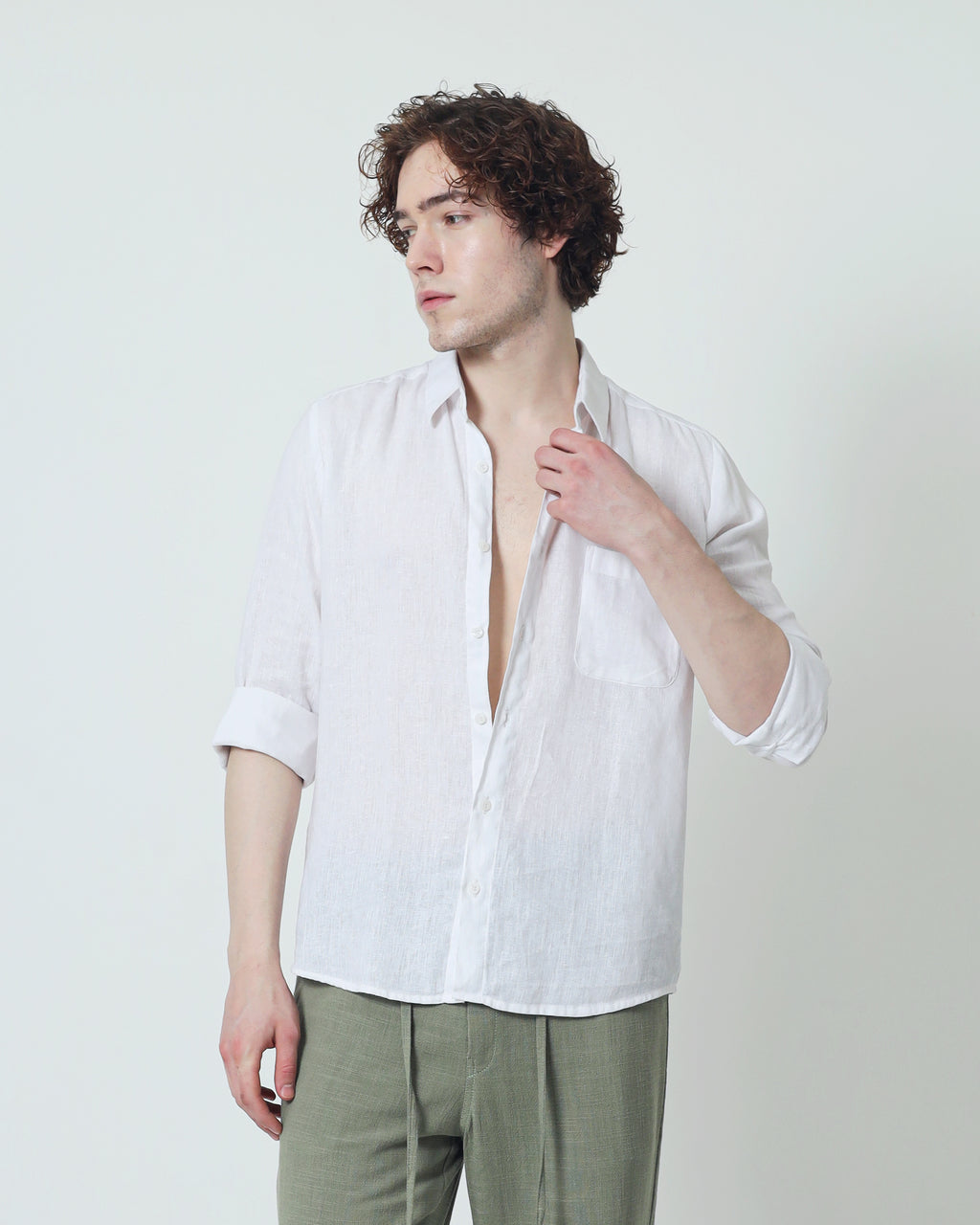 Regular Linen Shirt - Broken White Long Sleeve LUCA