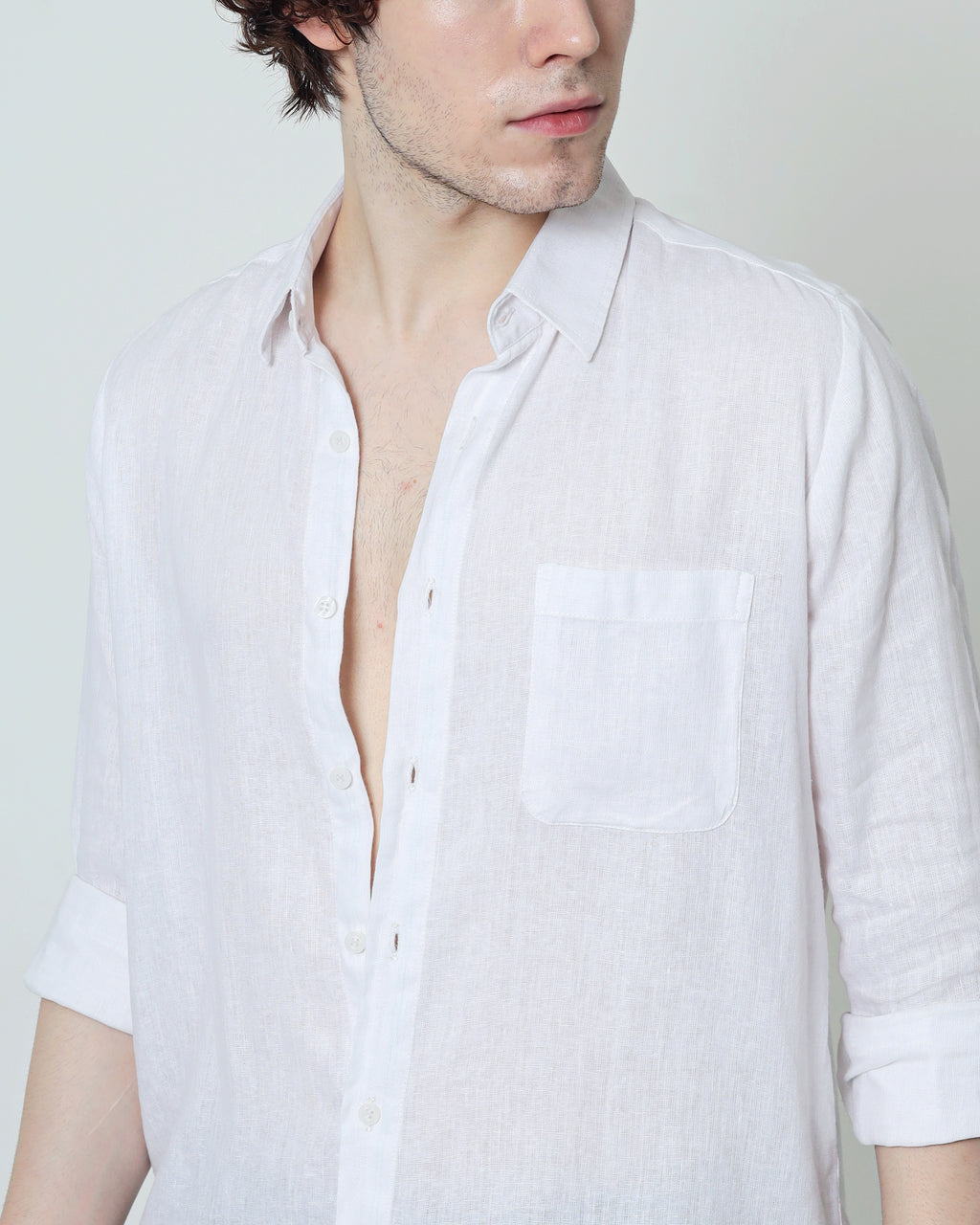 Regular Linen Shirt - Broken White Long Sleeve LUCA