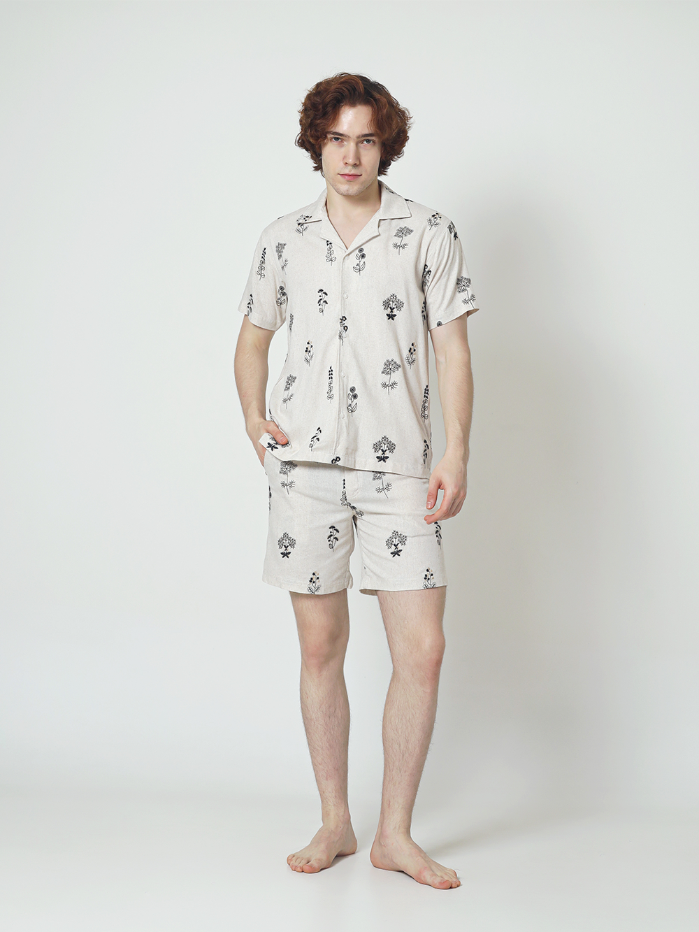 LaBonte - Men’s Linen Short Pants - DANTE Floral Sprigs