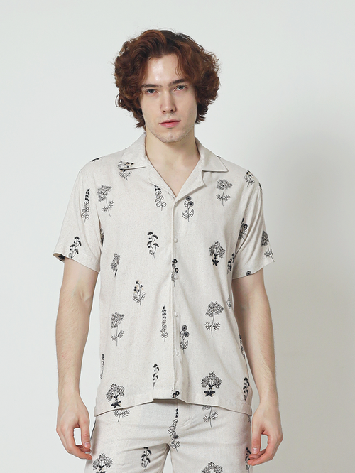 LaBonte - Men's Linen Cuban Collar Short Sleeve Shirt – DANTE Floral Sprigs