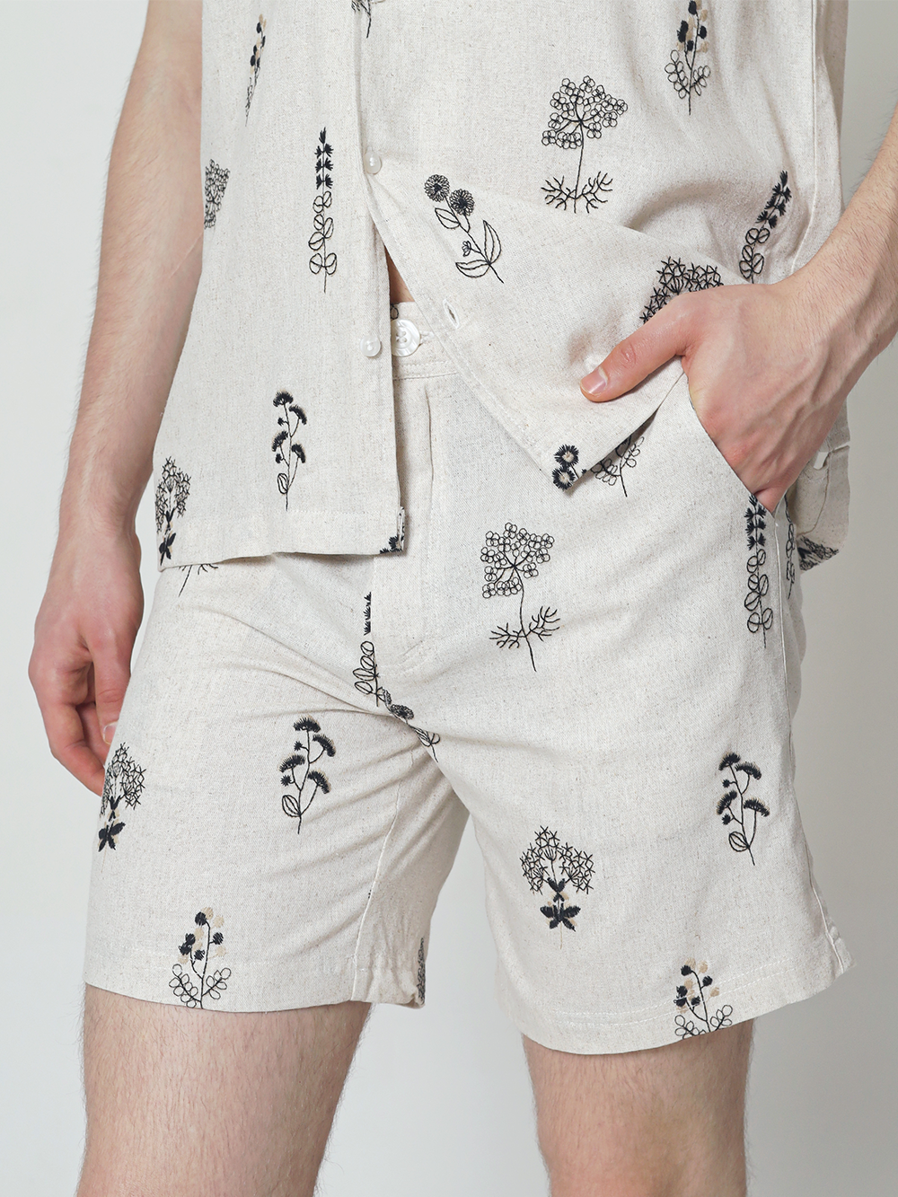 LaBonte - Men’s Linen Short Pants - DANTE Floral Sprigs