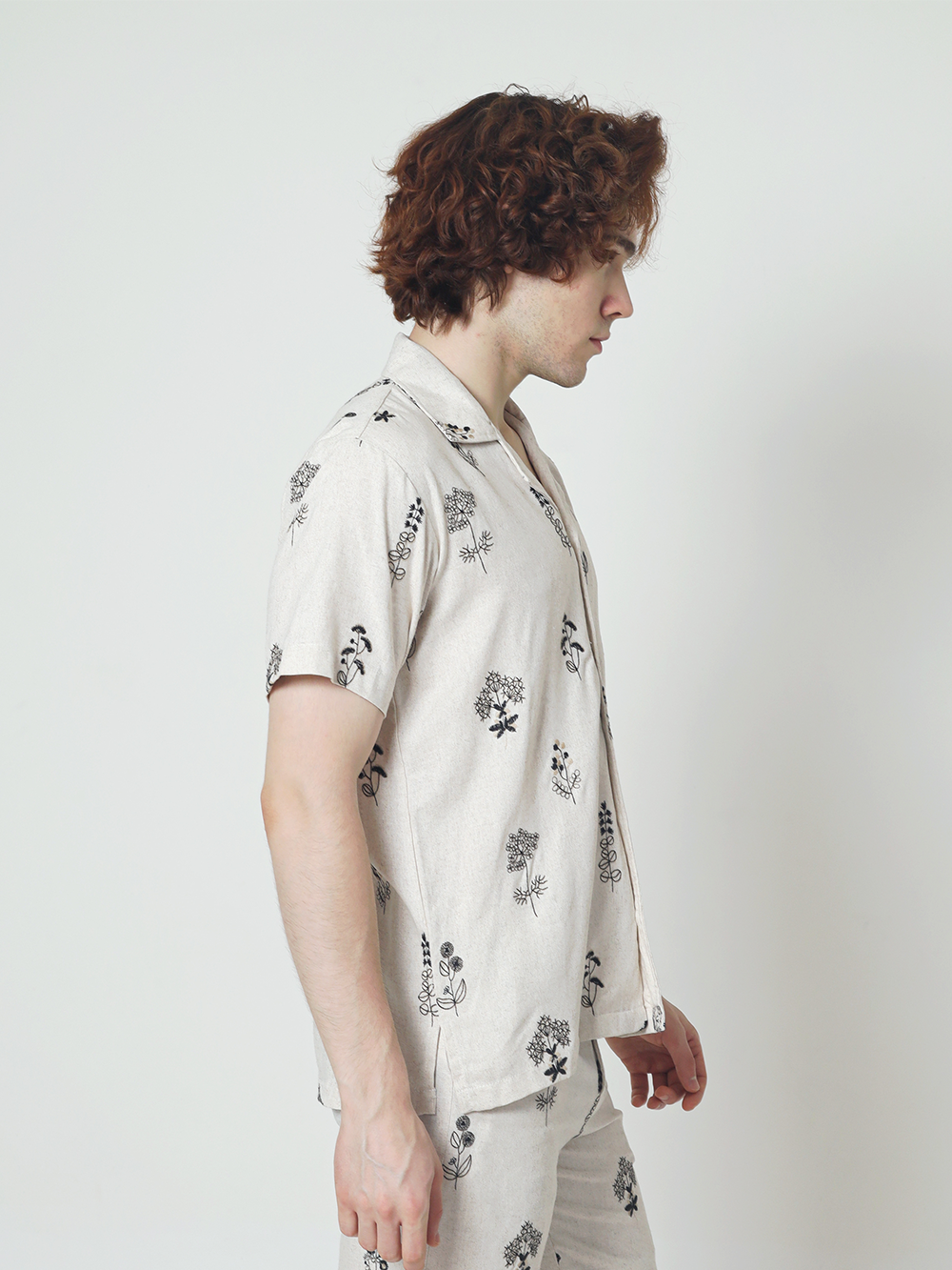 LaBonte - Men's Linen Cuban Collar Short Sleeve Shirt – DANTE Floral Sprigs