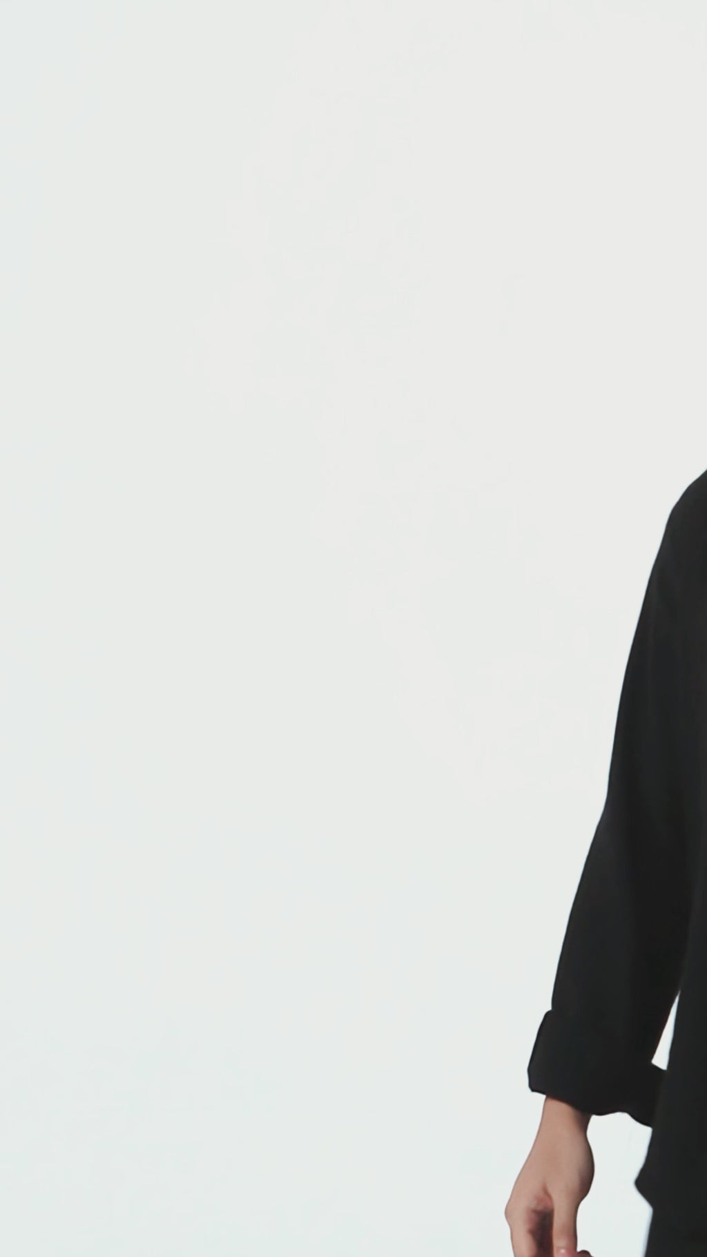 LaBonte - Men's Mandarin Collar Linen Shirt - Black Long Sleeve GAVINO