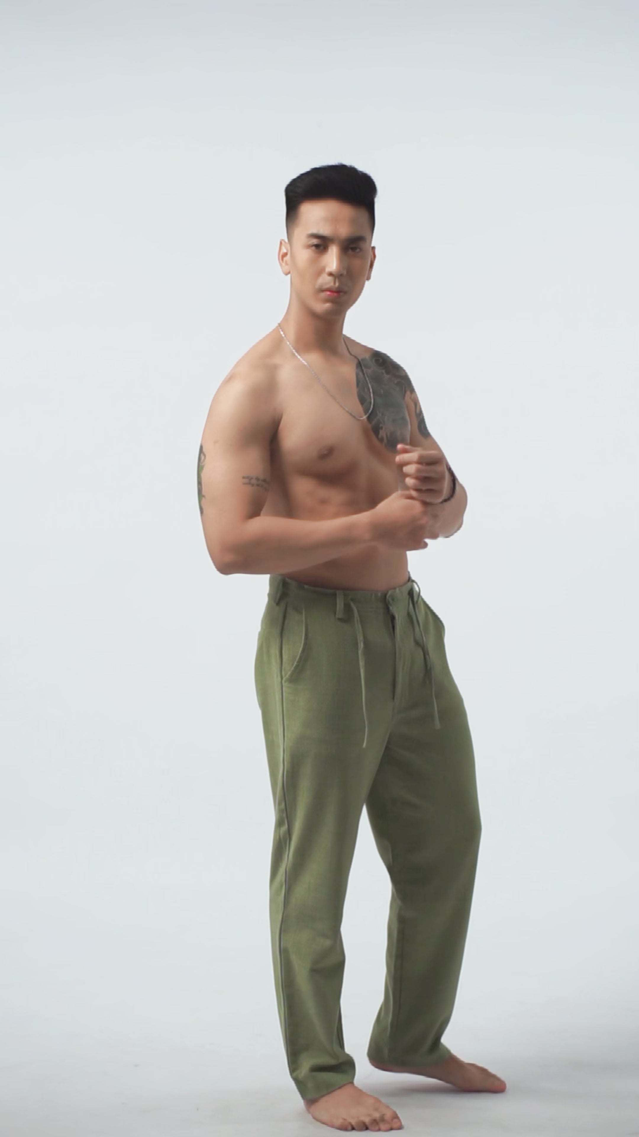 Linen Long Pants - Army Green GAVINO
