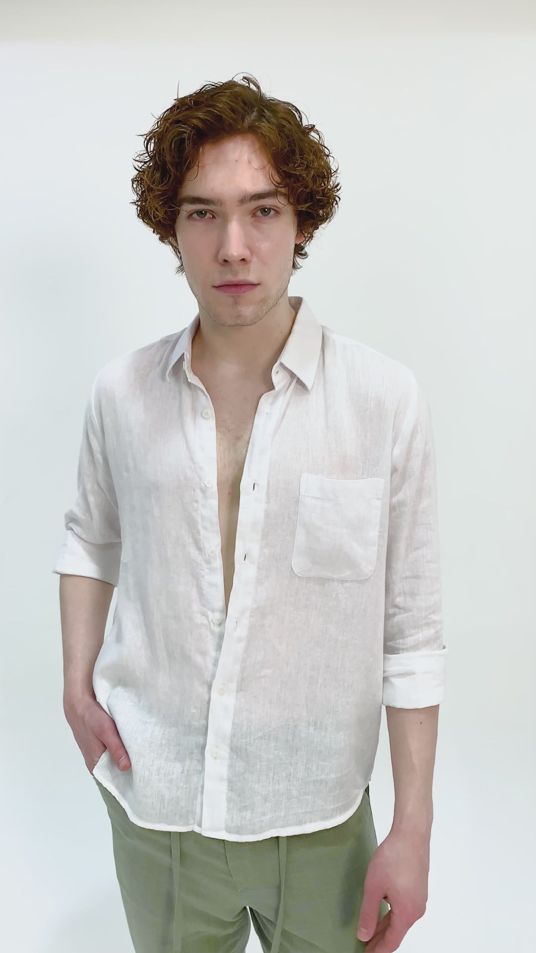 Regular Linen Shirt - Broken White Long Sleeve LUCA